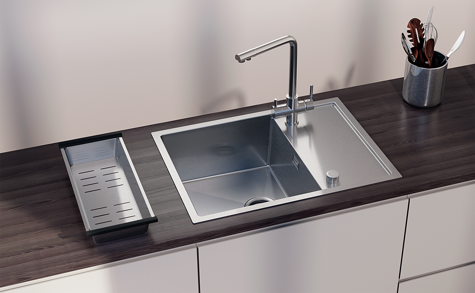 Кухонная мойка ULGRAN Steel 680 x 500 реверсивная-Брашированная сталь