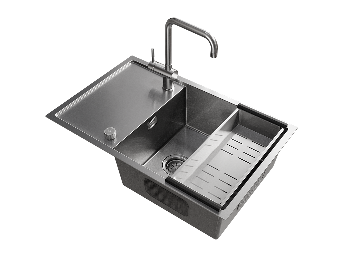 Смеситель ULGRAN US-023 однорычажный с высоким поворотным изливом-001 Брашированная сталь