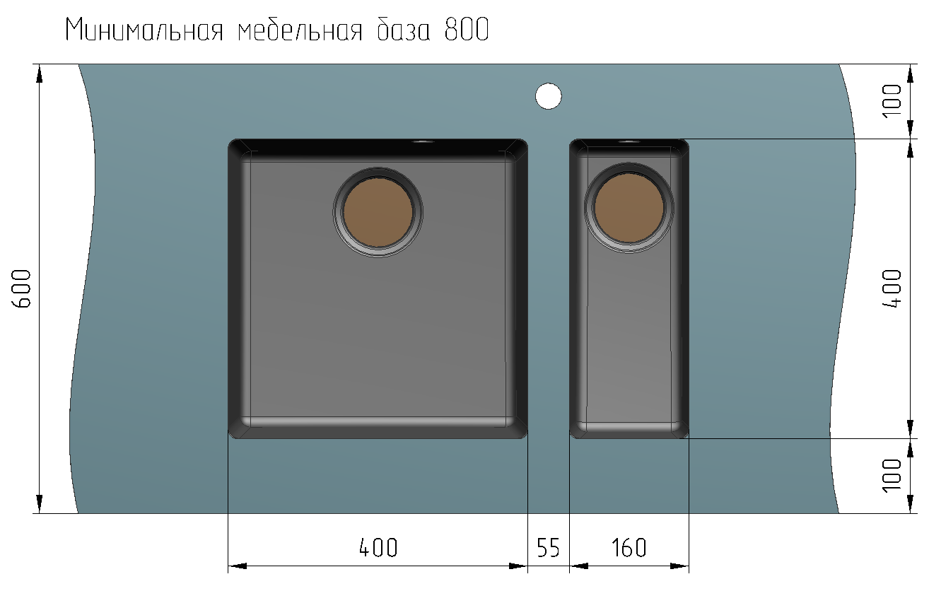 Кухонная мойка ULGRAN Quartz Underground 400 односекционная